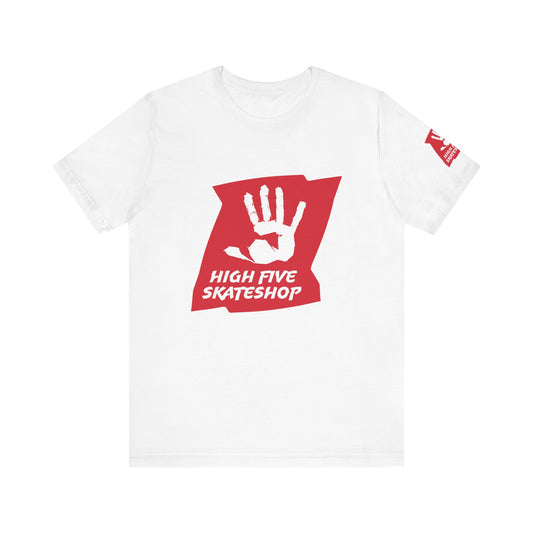 High Five Skateshop T-Shirt – Red Hand Logo Skate Tee