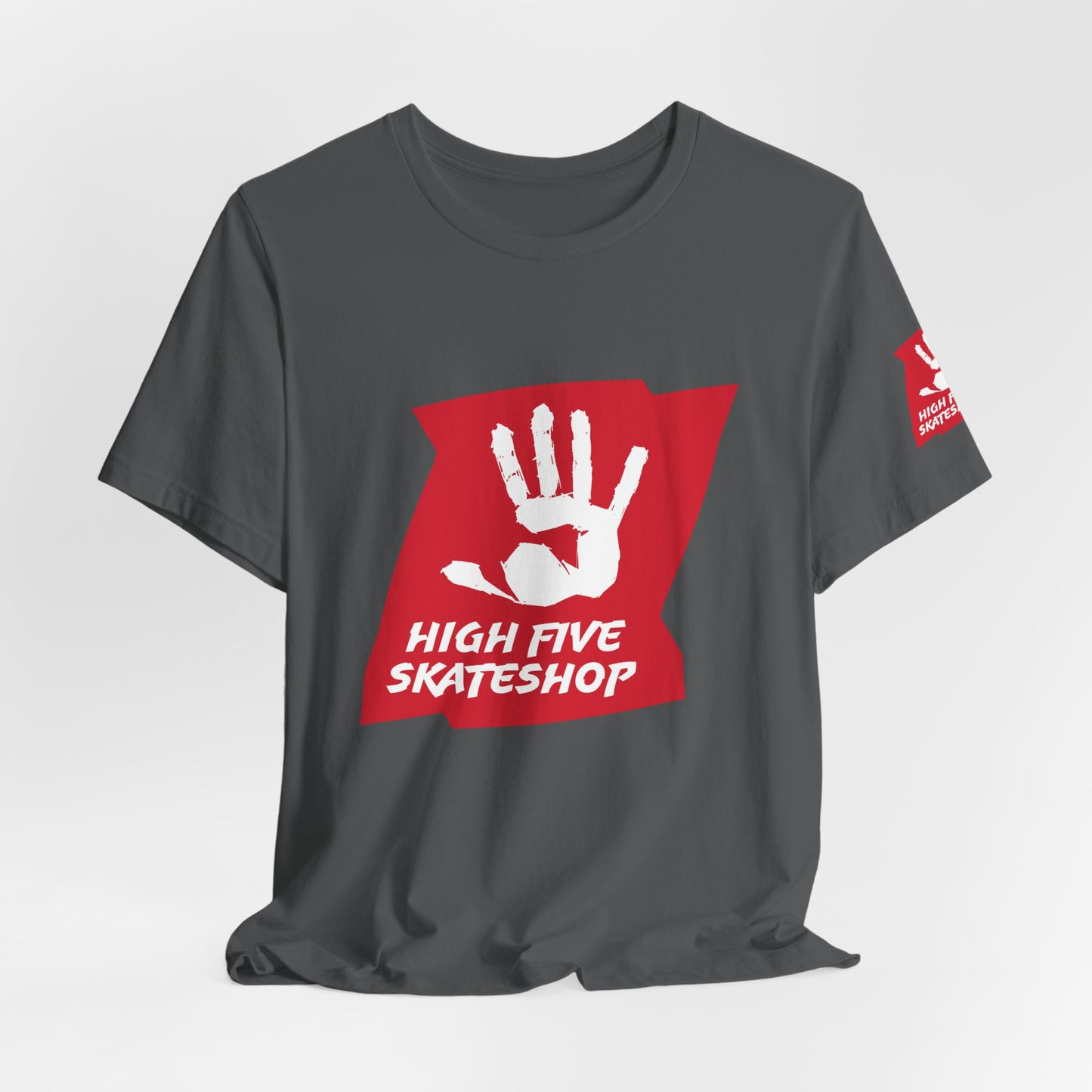 High Five Skateshop T-Shirt – Red Hand Logo Skate Tee