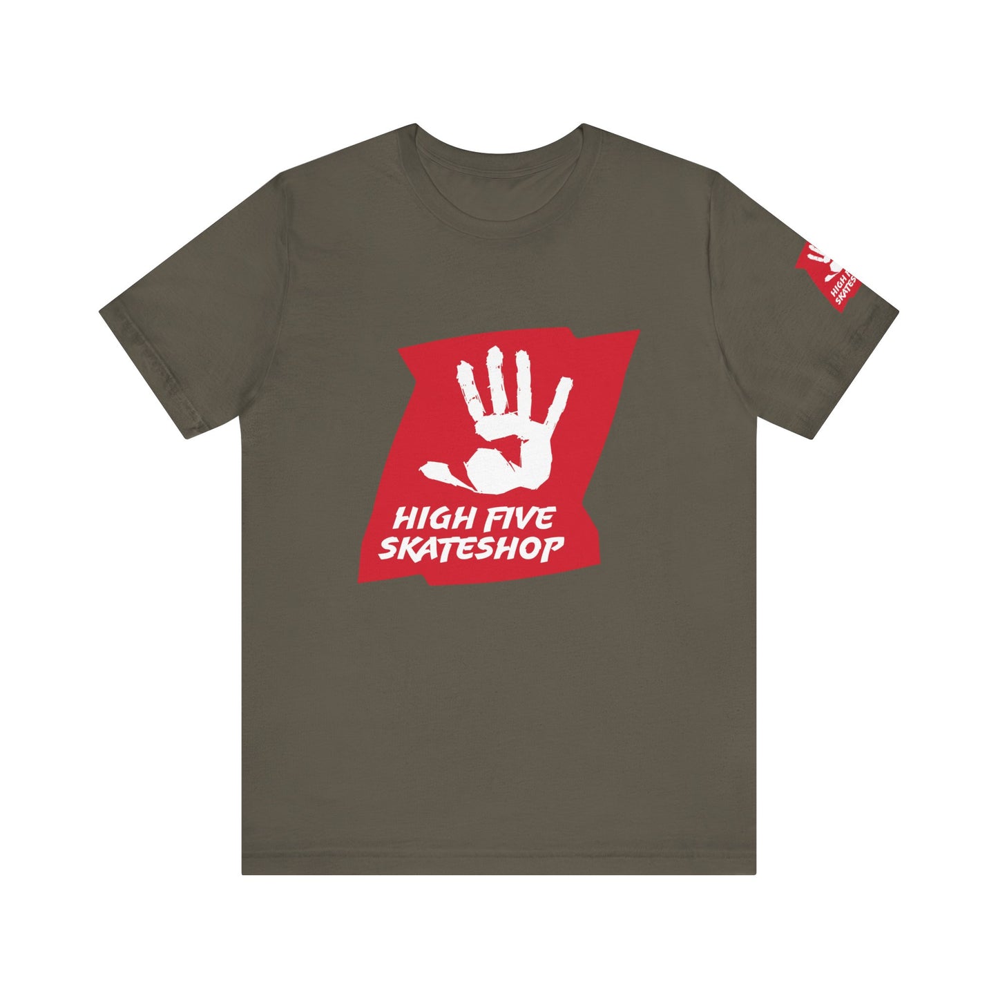 High Five Skateshop T-Shirt – Red Hand Logo Skate Tee