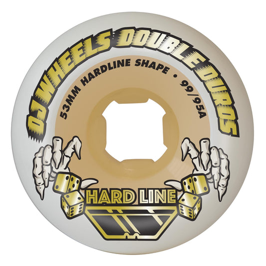 OJ Double Duro Hardline 53mm 99a/95a White/Gum Skateboard Wheels - Set of 4
