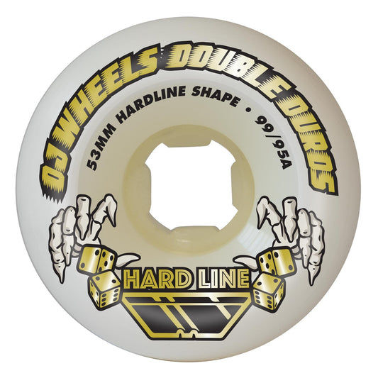 OJ Double Duro Hardline 53mm 99a/95a White Skateboard Wheels - Set of 4