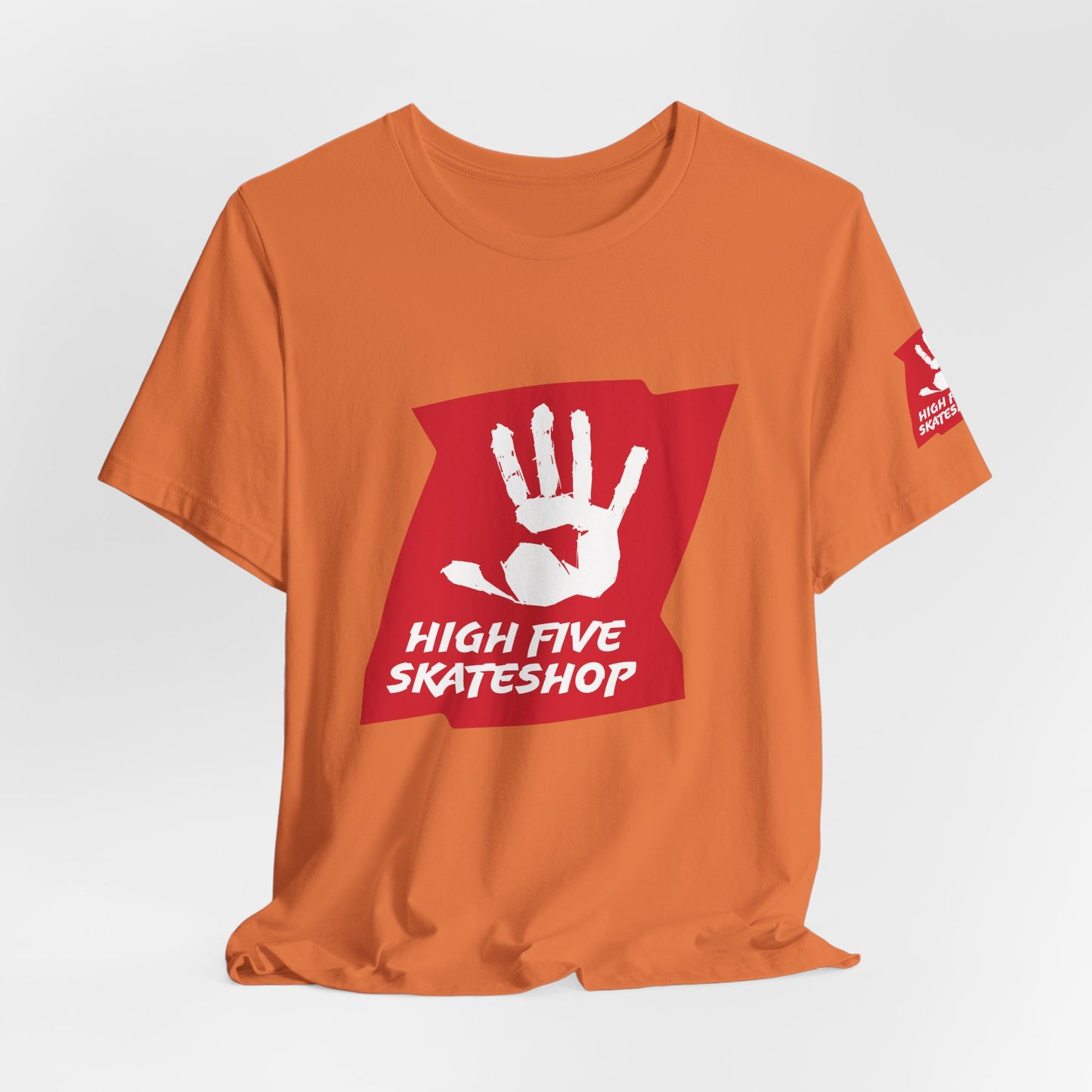 High Five Skateshop T-Shirt – Red Hand Logo Skate Tee