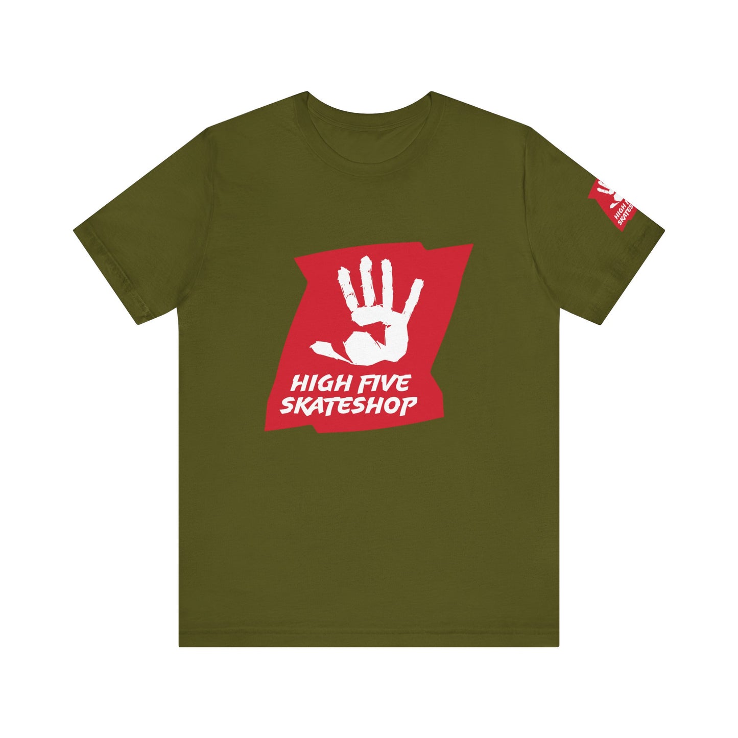High Five Skateshop T-Shirt – Red Hand Logo Skate Tee