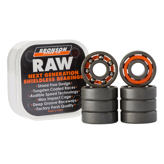 Bronson Speed Co. RAW Skateboard Bearings - Set of 8