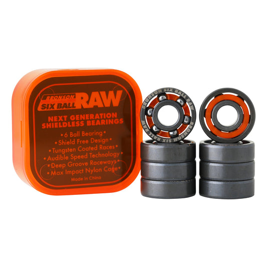 Bronson Speed Co. RAW 6-Ball Skateboard Bearings - Set of 8