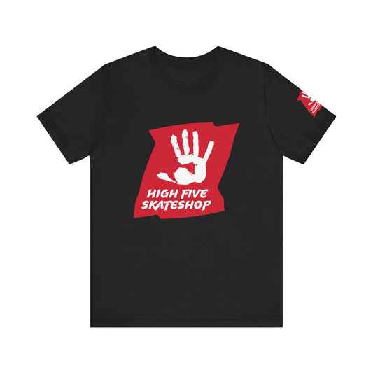 High Five Skateshop T-Shirt – Red Hand Logo Skate Tee