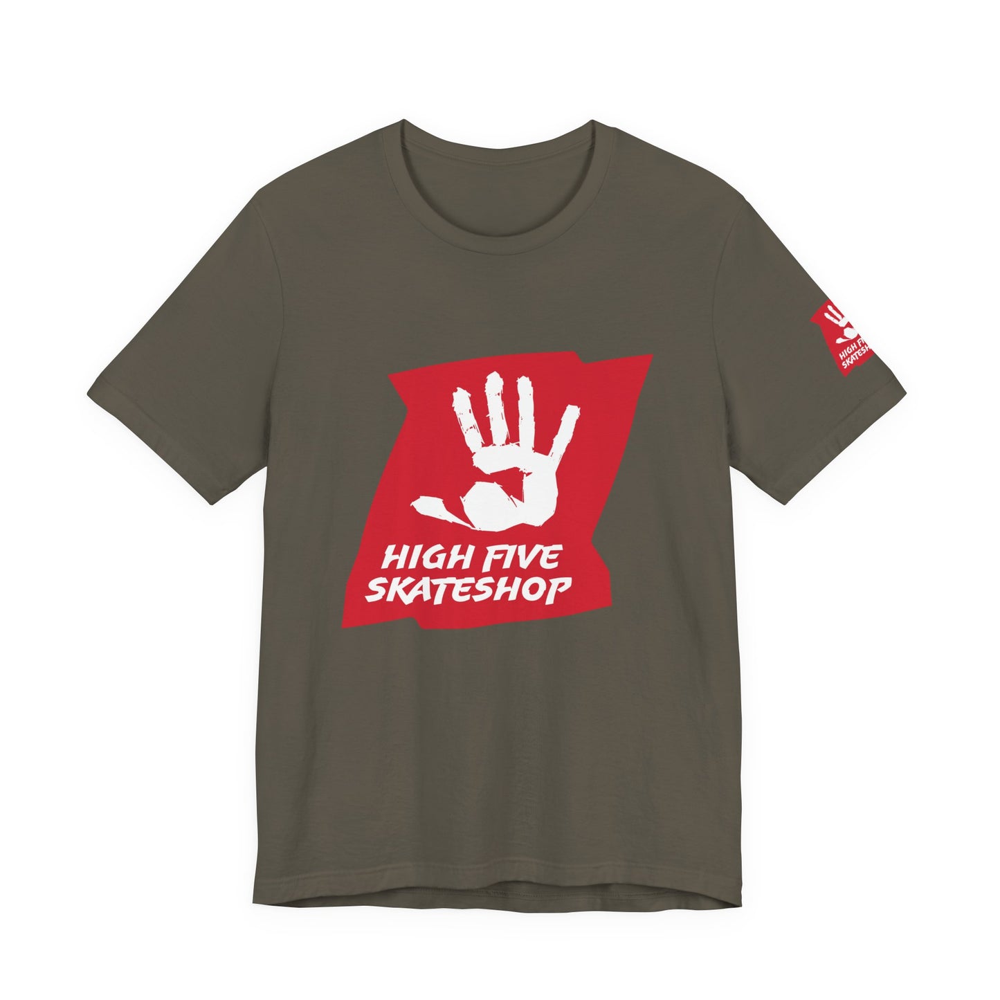 High Five Skateshop T-Shirt – Red Hand Logo Skate Tee