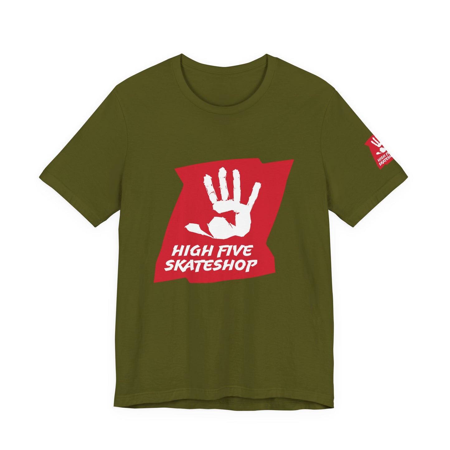 High Five Skateshop T-Shirt – Red Hand Logo Skate Tee