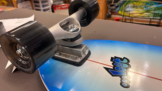 Carver x Lost Party Platter 28 CX truck and deck close-up