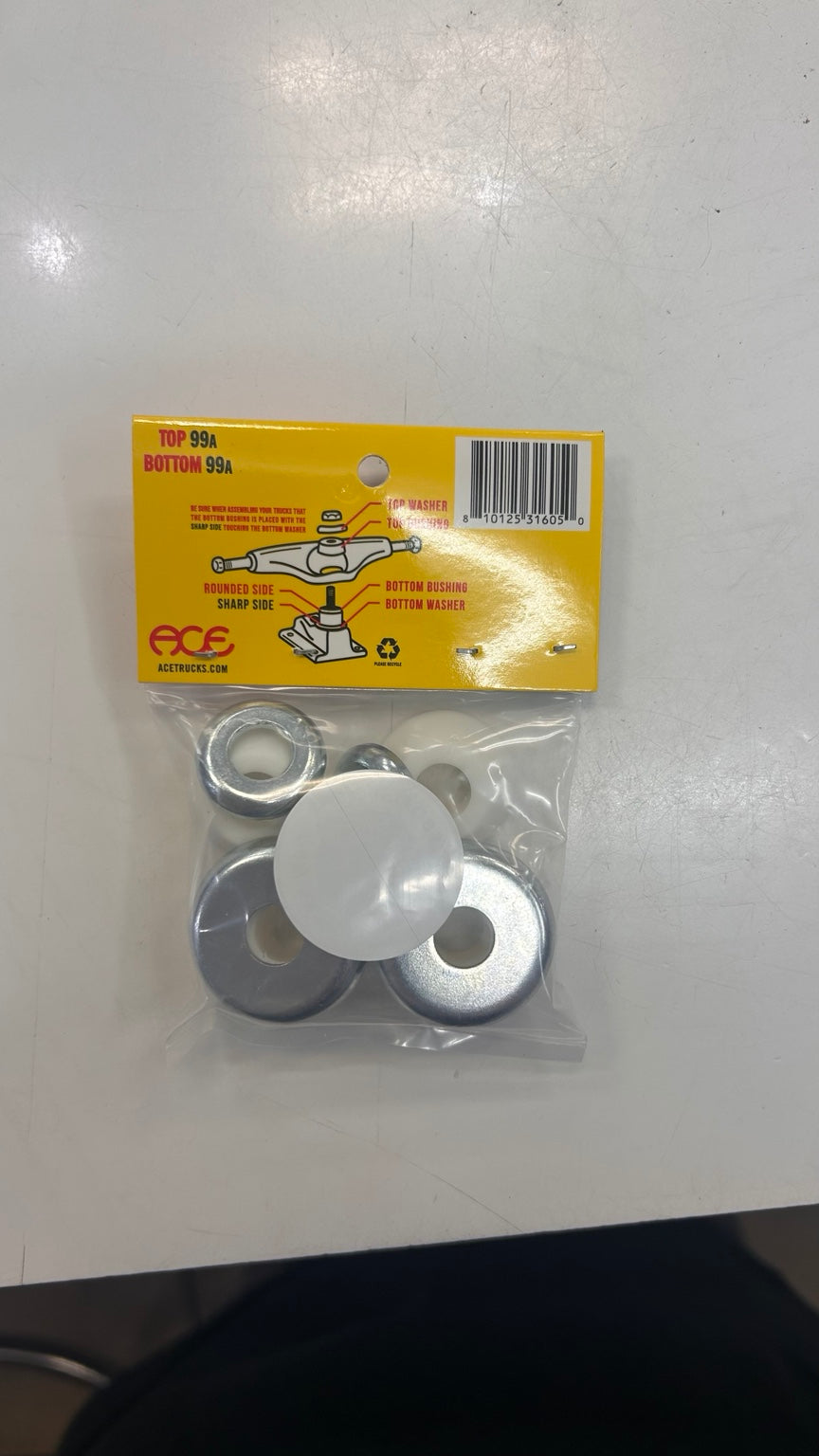 Ace Trucks Extra Hard Bushings package back showing 99a top and 99a bottom