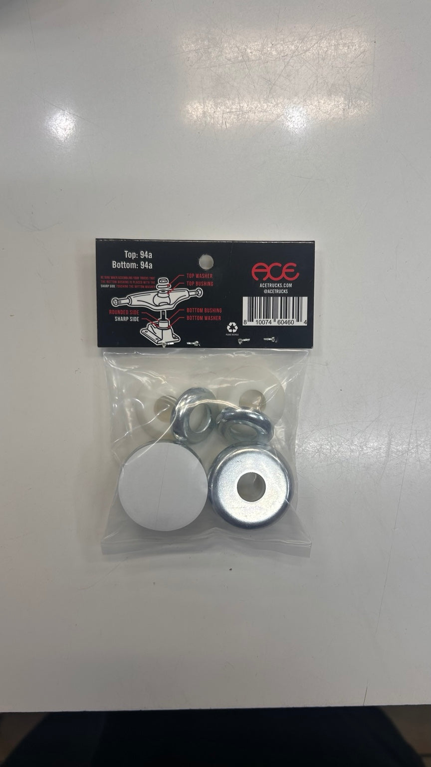 Ace Trucks Hard Bushings package back showing 94a top and bottom