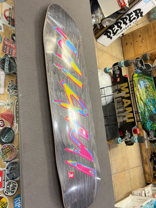 High Five dark-stain deck with multicolor High Five graphic