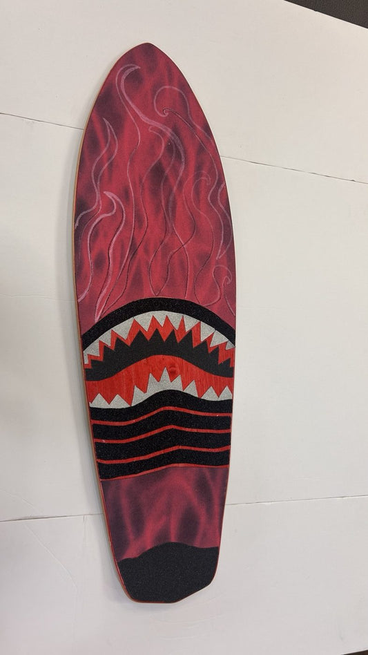 High Five deck with unique handmade red and black grip artwork