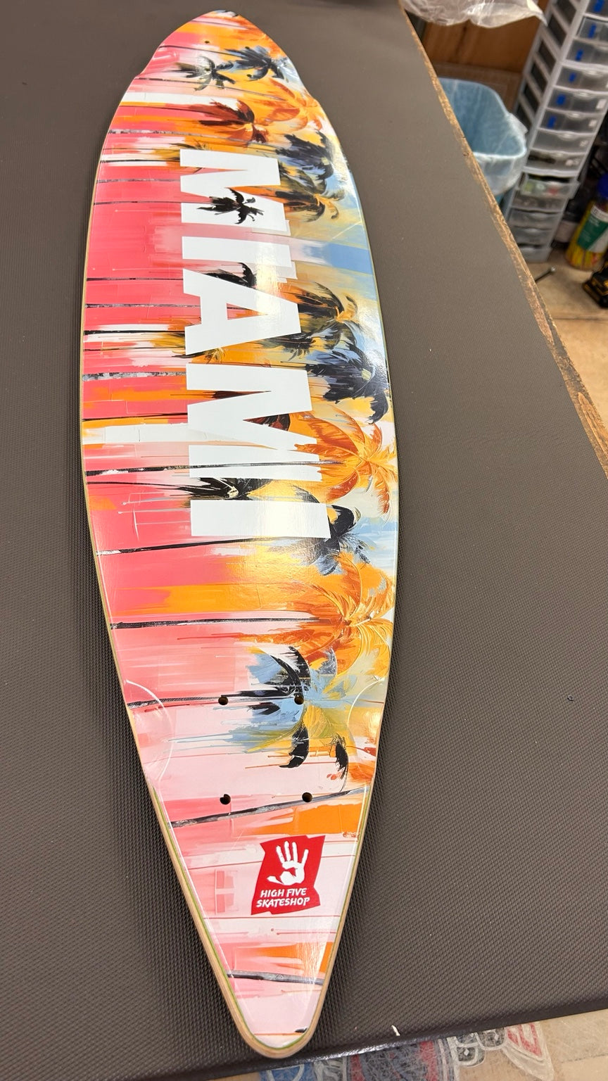 High Five Miami palm tree deck graphic
