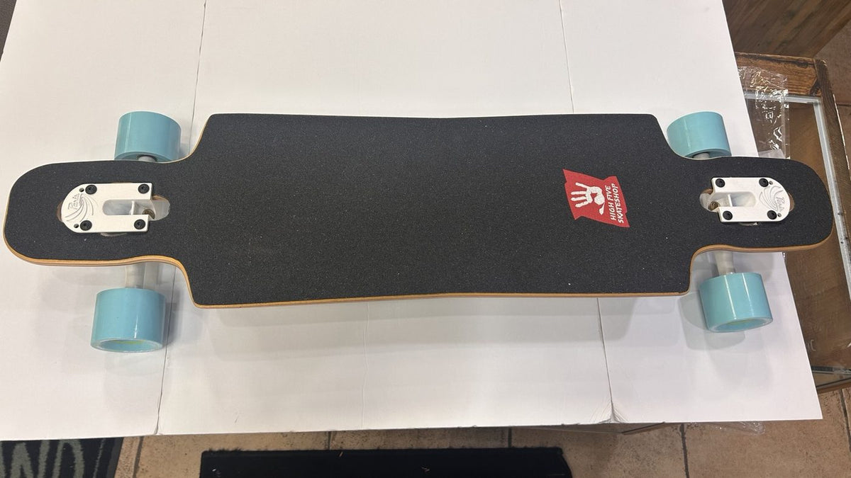 High Five Miami drop-through complete longboard with blue wheels
