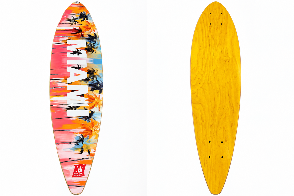 High Five Miami palm tree deck yellow 38 x 9.5 cleaned product photo