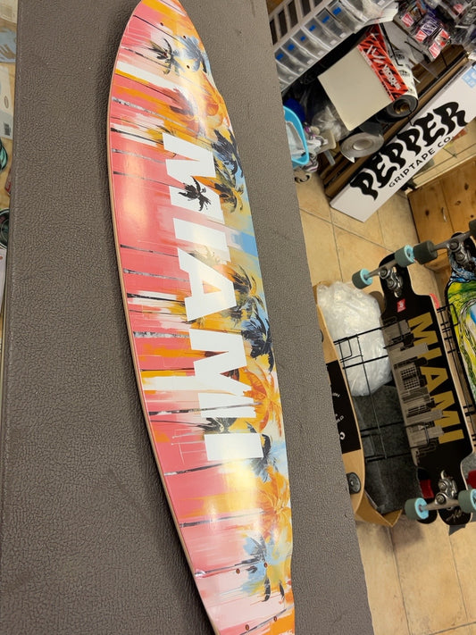 High Five Miami coral palm-tree pintail deck graphic