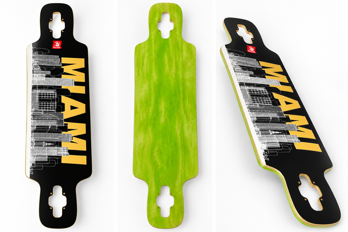 High Five Miami skyline drop-through deck green reverse 36.5 x 8.75