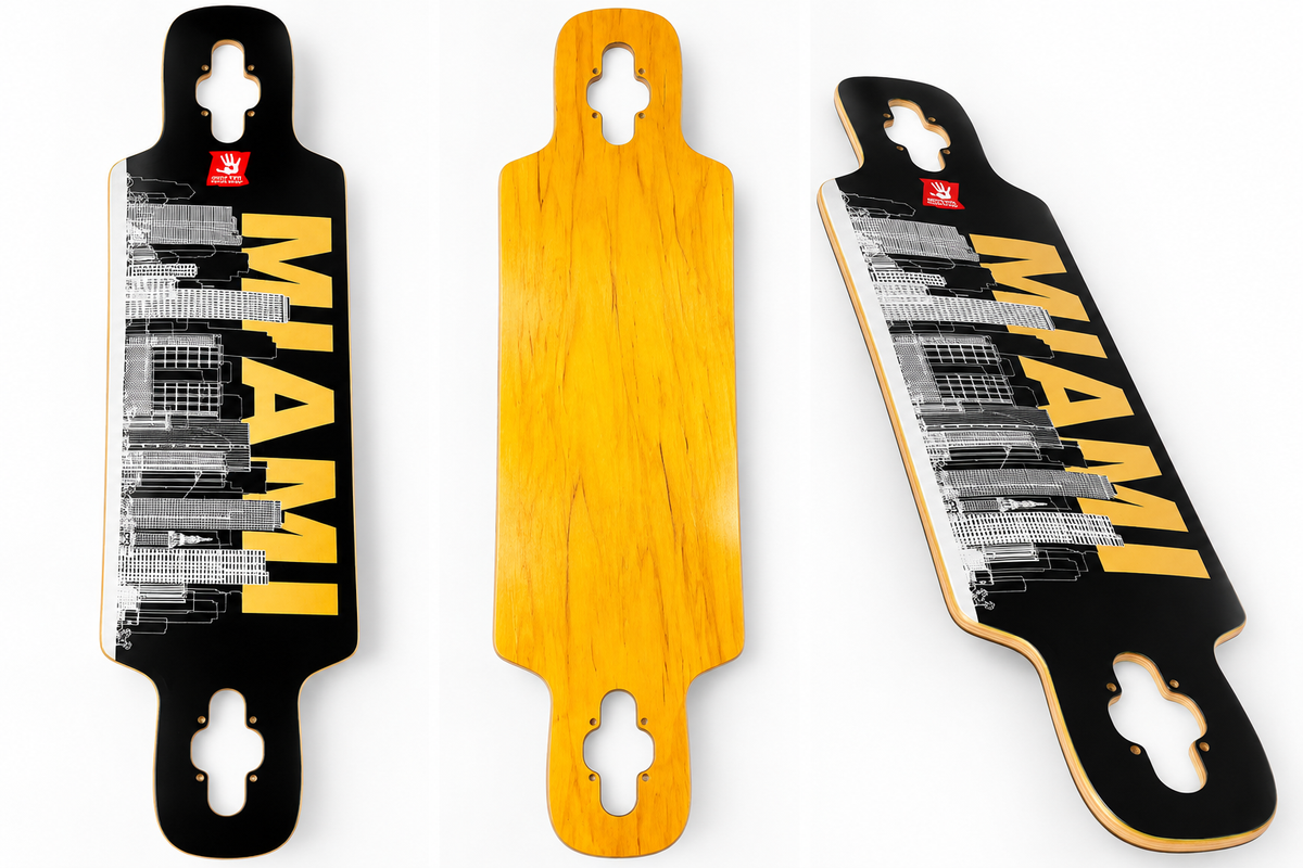 High Five Miami skyline drop-through deck yellow reverse 36.5 x 8.75