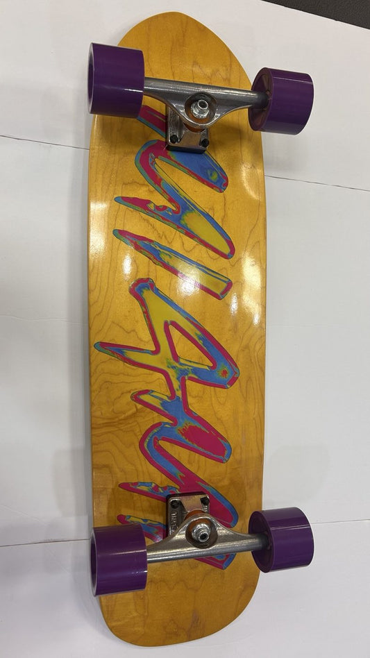 High Five yellow stain complete with purple Orangatang 4President wheels