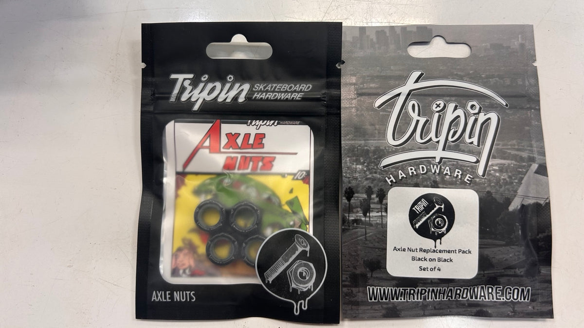 Tripin Hardware Black on Black axle nut replacement pack, set of 4