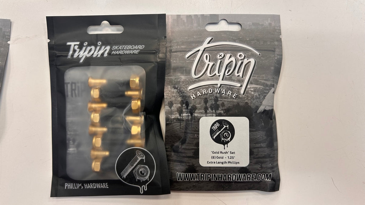 Tripin Gold Rush 1.25-inch extra length Phillips skateboard hardware set