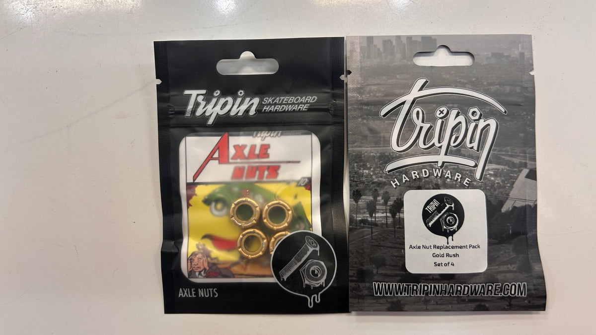Tripin Hardware Gold Rush axle nut replacement pack, set of 4