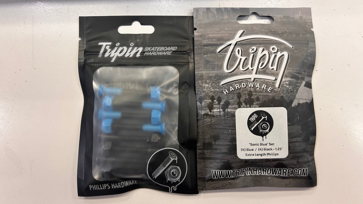 Tripin Sonic Blue skateboard hardware set, 1.25 inch Phillips
