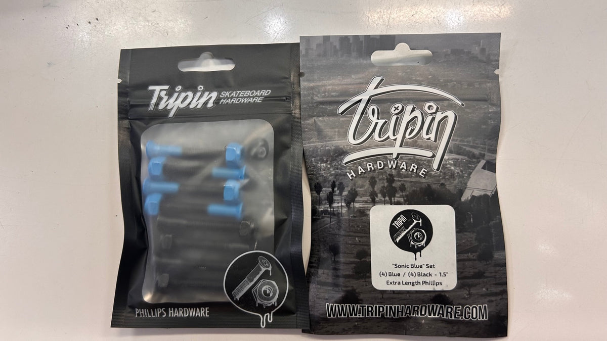 Tripin Sonic Blue 1.5-inch extra length Phillips skateboard hardware set