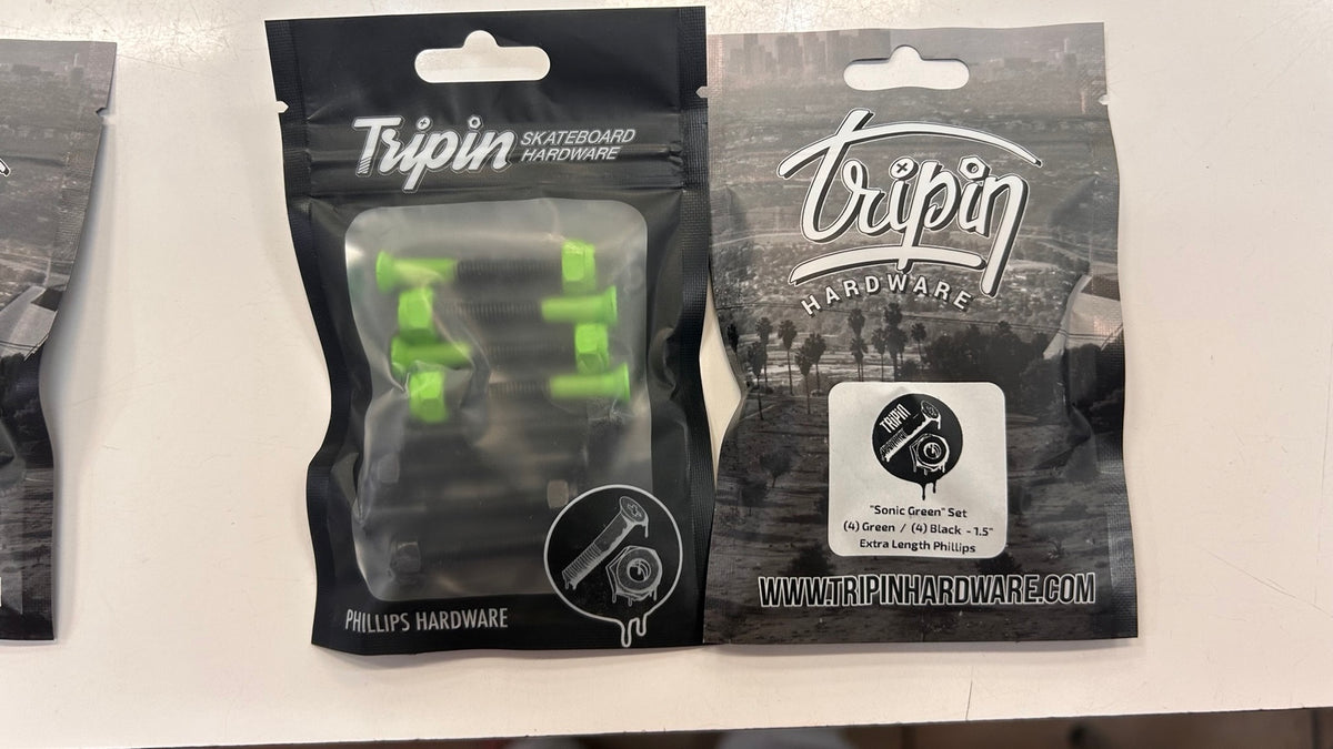 Tripin Sonic Green 1.5-inch extra length Phillips skateboard hardware set