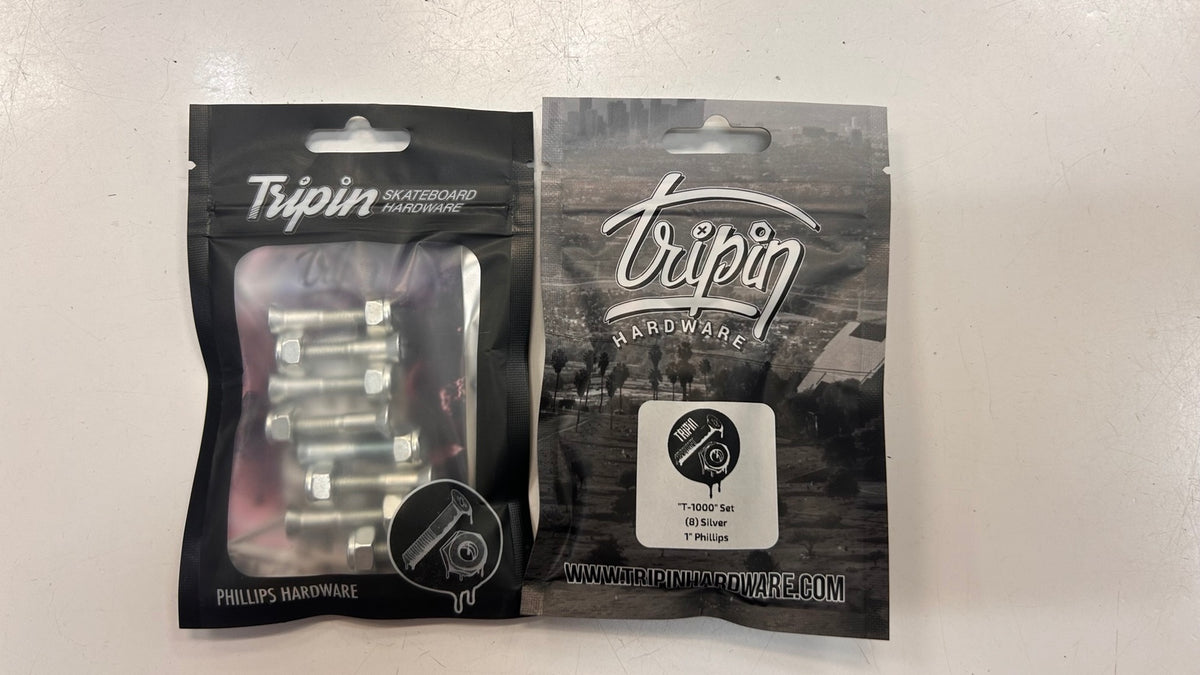 Tripin T-1000 silver 1-inch Phillips skateboard hardware set